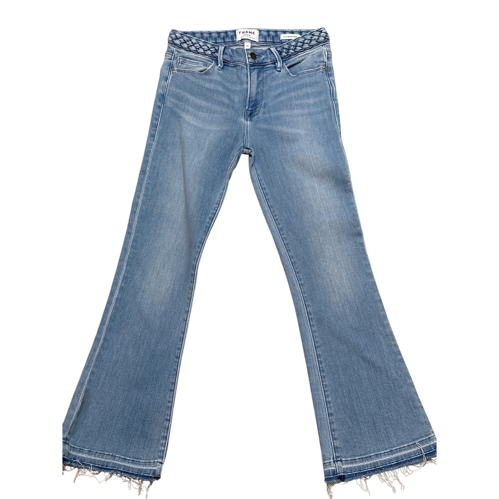 Frame Le Crop Mini Boot Braided Waist Jeans Fountain Blue LCMBBW793 Womens 26
